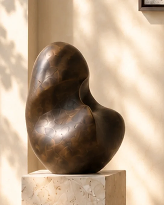 Detail of a bronze on a stone plinth